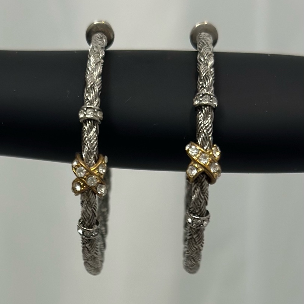 Elegant Silver and Gold Women's Braided Hoop Earrings